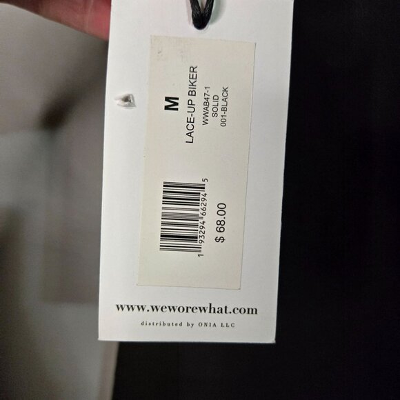 NWT WeWoreWhat Womens Lace-Up Biker Shorts Black Medium Athletic Exercise Workou - Picture 5 of 9